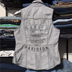 Harley-Davidson Gray Button Down Shirt